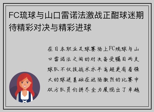 FC琉球与山口雷诺法激战正酣球迷期待精彩对决与精彩进球